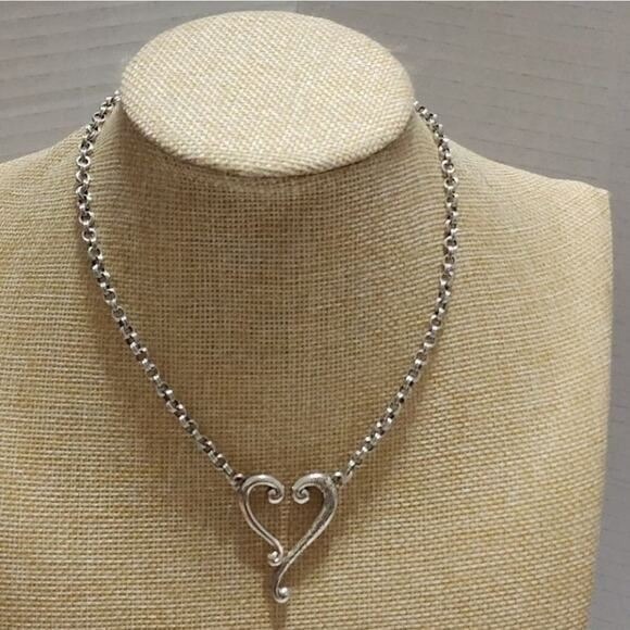 Brighton Tuscan heart open etched and scrolled Artisan Pendant necklace - Picture 2 of 7